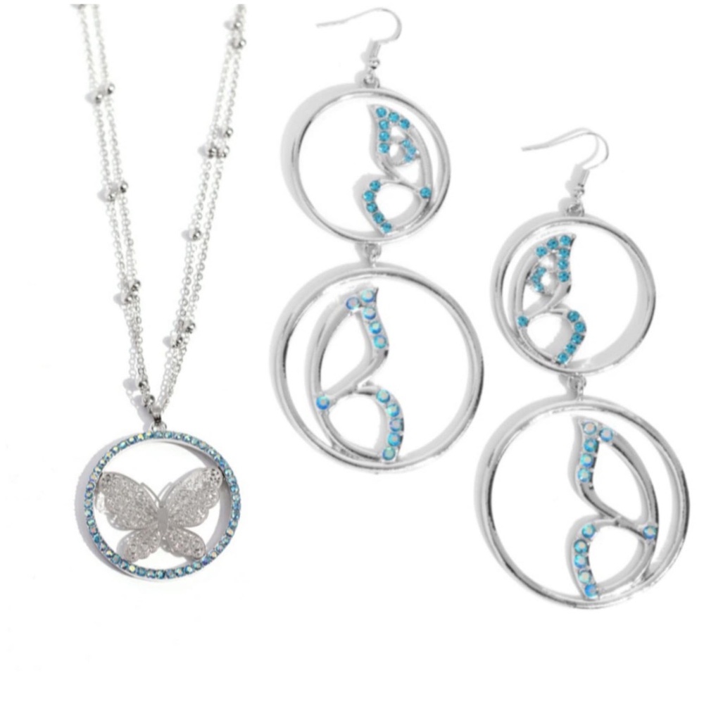 paparazzi butterfly necklace and earrings